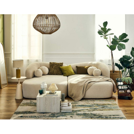 Charles - canapé droit 3 places avec double méridienne - assise profonde - en velours texturé|Canape|BestMobilier