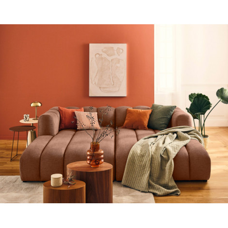 Debbie - canapé modulable droit 3 places avec double méridienne - assise profonde - en tissu texturé|Canape|BestMobilier
