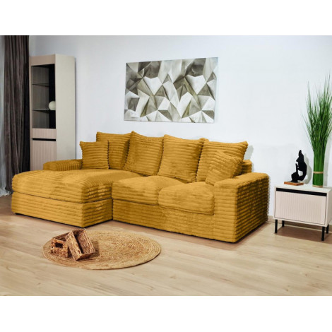 Andy - Canapé d'angle gauche 4 places en fausse fourrure côtelée|Canape|BestMobilier