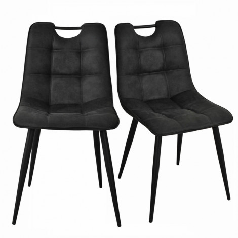 Lot 2 chaises tissu noir vintage avec poignée et pieds noirs - MUSE 2|Chaise|Meuble et moi