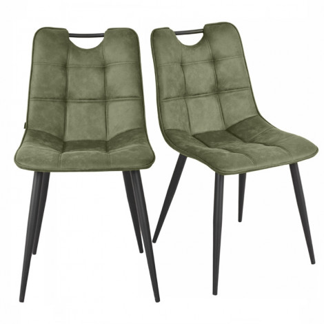 Lot 2 chaises tissu vert vintage avec poignée et pieds noirs - MUSE 2|Chaise|Meuble et moi