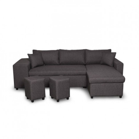 Canapé d'Angle Réversible Convertible Niche à Gauche "Kraky" 241cm Gris Foncé|Canape|Paris Prix