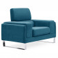 Fauteuil Design en Velours Côtelé "Ezekiel" 104cm Bleu|Fauteuil / Chauffeuse|Paris Prix