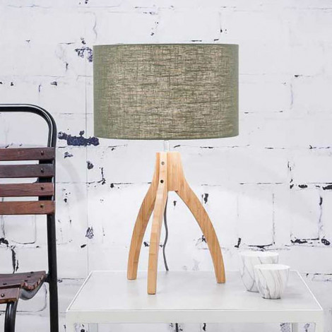 Lampe abat-jour vert trépied bambou|Lampes à poser|Lampe Avenue