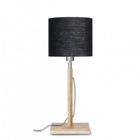 Lampe de table en bambou et lin noir bio|Lampes à poser|Lampe Avenue