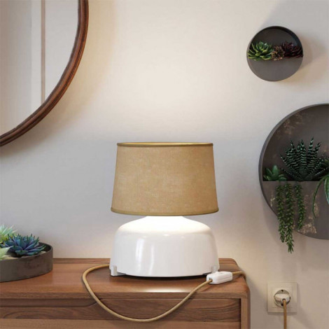 Lampe de table en céramique blanche et jute|Lampes à poser|Lampe Avenue