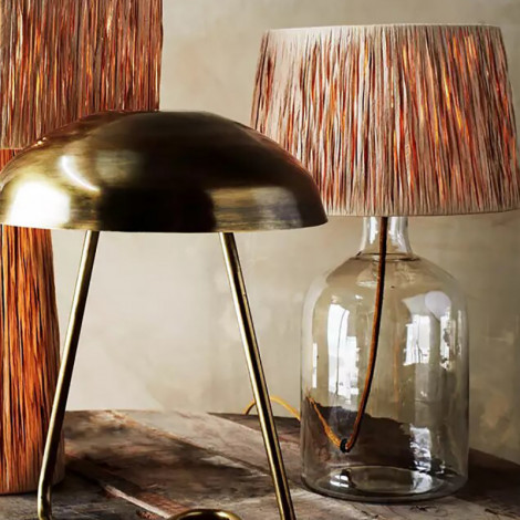 Lampe à poser en verre abat-jour raphia|Lampes à poser|Lampe Avenue