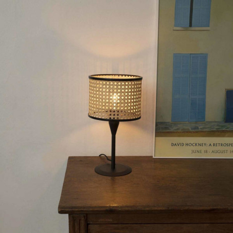 Mini lampe noire et cannage|Lampes à poser|Lampe Avenue