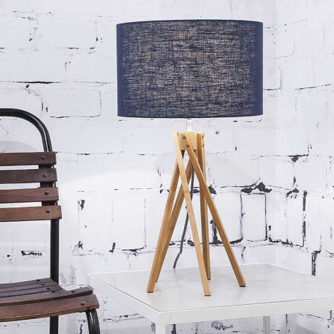 Lampe design bambou abat-jour bleu|Lampes à poser|Lampe Avenue