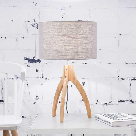 Lampe abat-jour gris clair trépied bambou|Lampes à poser|Lampe Avenue