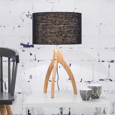 Lampe abat-jour noir trépied bambou|Lampes à poser|Lampe Avenue