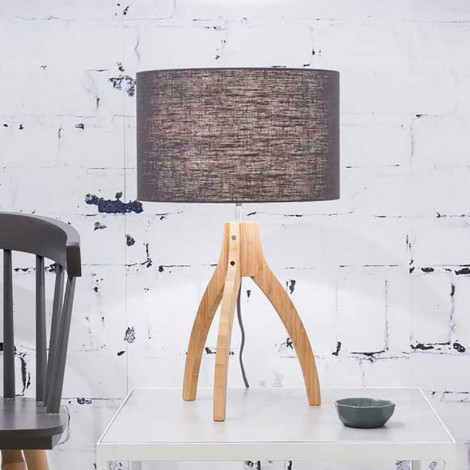 Lampe abat-jour gris trépied bambou|Lampes à poser|Lampe Avenue