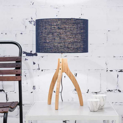 Lampe abat-jour bleu trépied bambou|Lampes à poser|Lampe Avenue