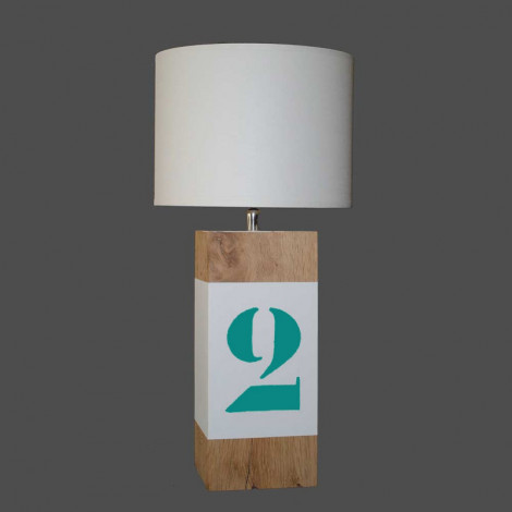 Lampe en bois blanche et vert canard - personnalisable|Lampes à poser|Lampe Avenue