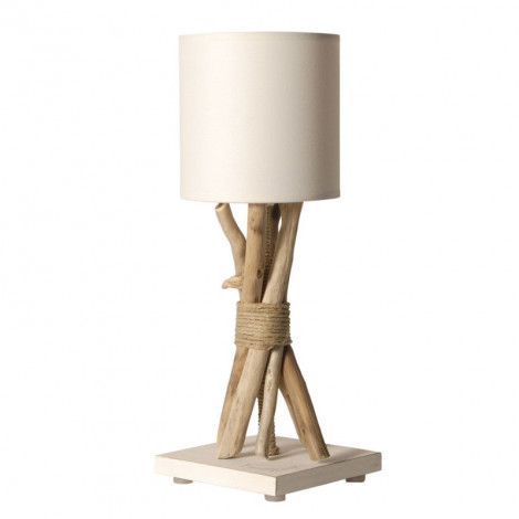 Lampe de chevet bois flotté abat jour blanc|Lampes à poser|Lampe Avenue