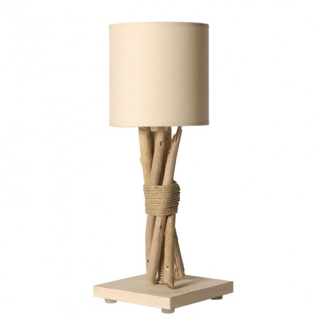 Lampe de chevet bois flotté abat-jour beige|Lampes à poser|Lampe Avenue