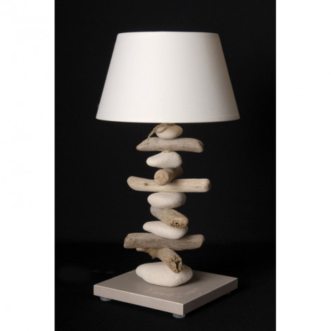 Lampe de chevet bois flotté base gris brun|Lampes à poser|Lampe Avenue