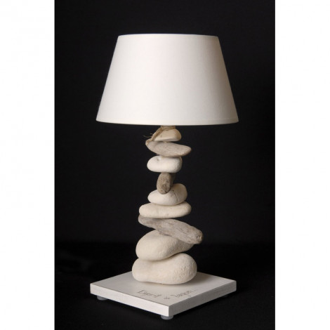 Lampe de chevet bois flotté base blanche|Lampes à poser|Lampe Avenue