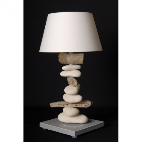 Lampe de chevet bois flotté base cendrée|Lampes à poser|Lampe Avenue