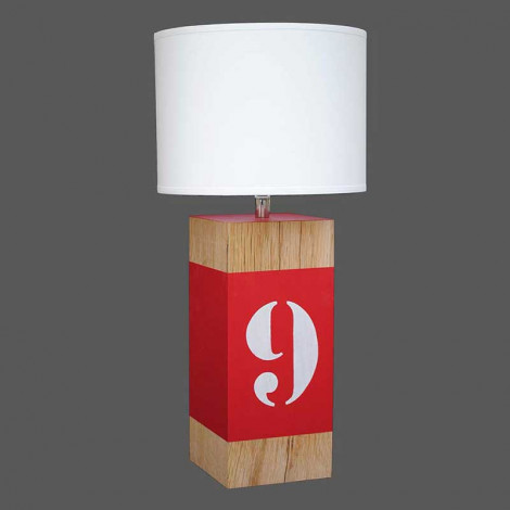 Lampe chevet en bois L34 et bande rouge|Lampes à poser|Lampe Avenue