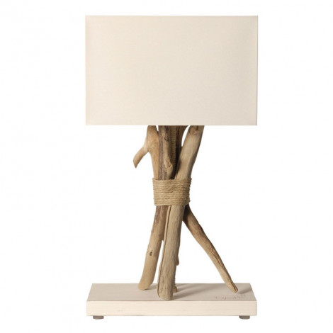 Lampe de table bois flotté abat jour blanc|Lampes à poser|Lampe Avenue