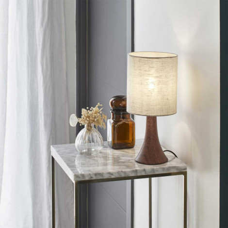 Lampe base tulipe effet bois foncé|Lampes à poser|Lampe Avenue
