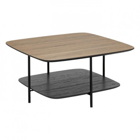 Table Basse Avec Étagère "Hodia" 75cm Naturel & Noir|Table Basse|Paris Prix