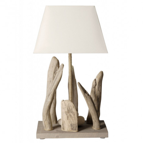 Lampe à poser bois flotté et abat jour blanc|Lampes à poser|Lampe Avenue