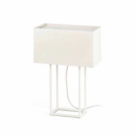 Lampe à poser métal blanc abat-jour crème|Lampes à poser|Lampe Avenue