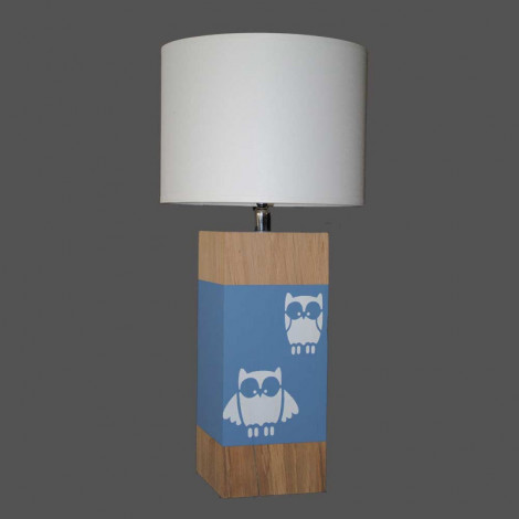 Lampe bleu gris enfant hibou|Lampes à poser|Lampe Avenue