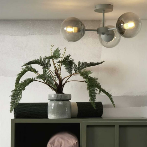 Plafonnier verre et métal gris|Plafonnier|Lampe Avenue Plafonnier verre et métal gris|Plafonnier|Lampe Avenue