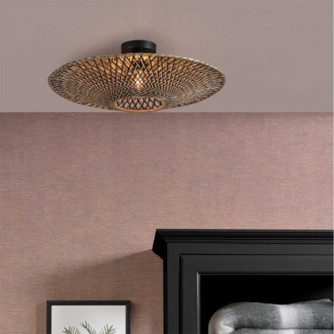 Plafonnier Bali rond noir en bambou|Plafonnier|Lampe Avenue