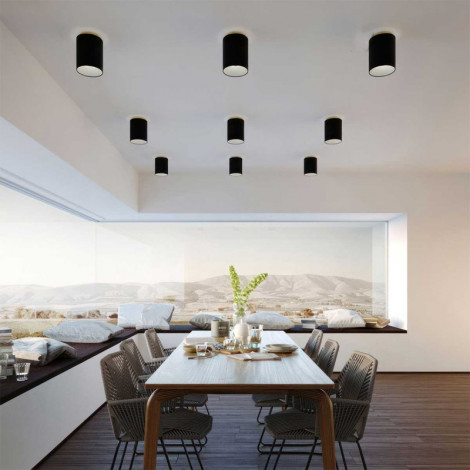Petit plafonnier cylindrique or et tissu noir|Plafonnier|Lampe Avenue