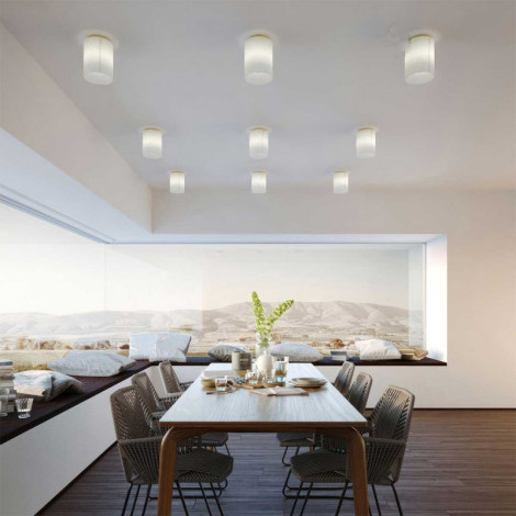 Petit plafonnier cylindrique or et tissu blanc|Plafonnier|Lampe Avenue