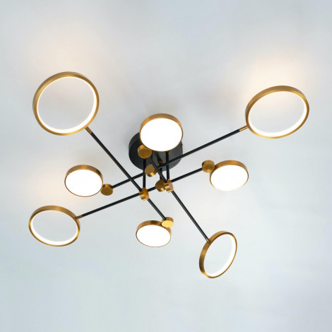 Grand plafonnier LED noir et doré bras entrecroisés - Tolani|Plafonnier|Kosilum