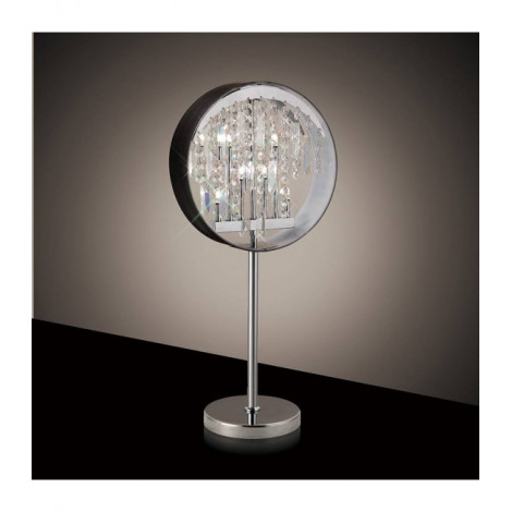 Lampe de Table Geo avec Abat jour noir 7 Ampoules chrome poli/cristal|Lampes à poser|Luminaire Center