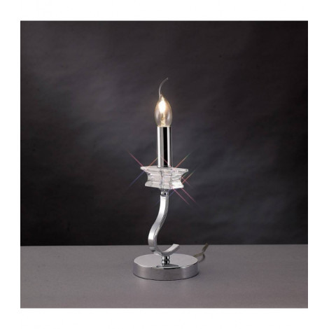 Lampe de Table Nydia avec Abat jour 1 Ampoule chrome poli/cristal|Lampes à poser|Luminaire Center
