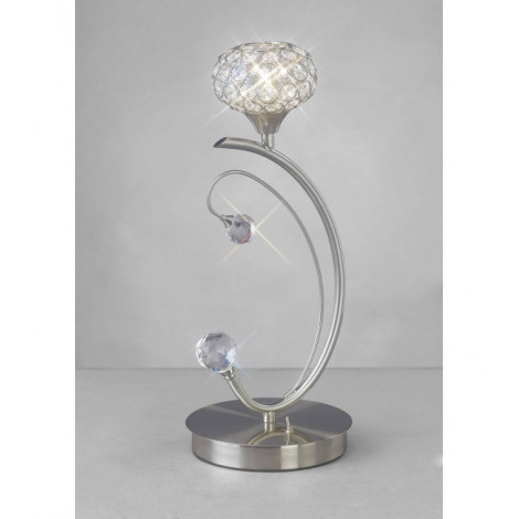 Lampe de Table Cara 1 Ampoule nickel satiné/cristal|Lampes à poser|Luminaire Center