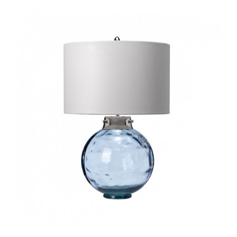Lampe de table Kara Nickel poli métallique - Verrerie bleue 55,5 Cm|Lampes à poser|Luminaire Center