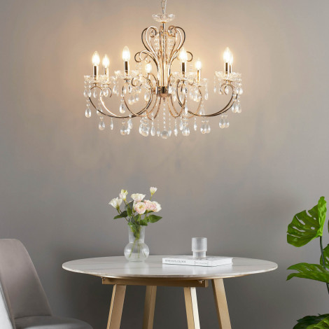 Lustre cristal or rose baroque 8 bras - Pavia|Lustre|Kosilum Lustre cristal or rose baroque 8 bras - Pavia|Lustre|Kosilum
