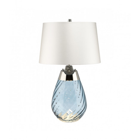 Lampe de table Lena Verre bleu teinté / ombre blanc cassé 60,5 Cm|Lampes à poser|Luminaire Center