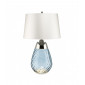 Lampe de table Lena Verre bleu teinté / ombre blanc cassé 60,5 Cm|Lampes à poser|Luminaire Center