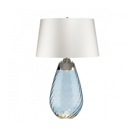 Lampe de table Lena Verre bleu teinté / ombre blanc cassé 74 Cm|Lampes à poser|Luminaire Center