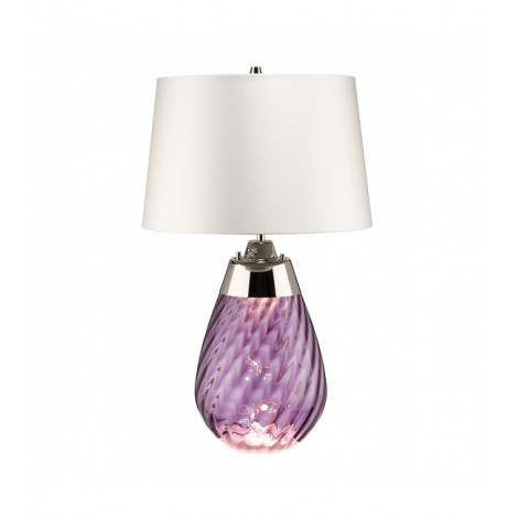 Lampe de table Lena Verre teinté de prune / ombre blanc cassé 60,5 Cm|Lampes à poser|Luminaire Center