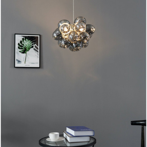 Suspension moderne à 17 verres noirs fumés - Bartali|Lustre|Kosilum Suspension moderne à 17 verres noirs fumés - Bartali|Lustre|Kosilum