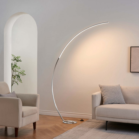 Grand lampadaire courbé LED dimmable chromé 184 cm - Thalia|Lampadaire|Kosilum Grand lampadaire courbé LED dimmable chromé 184 cm - Thalia|Lampadaire|Kosilum