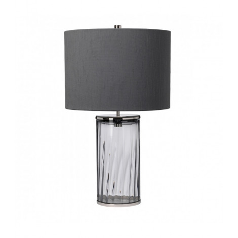 Lampe de table Reno Nickel poli métallique - Verrerie Fumée 35,5 Cm|Lampes à poser|Luminaire Center