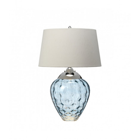 Lampe de table Samara Nickel poli en métal - Verrerie bleue bleue 45,7 Cm|Lampes à poser|Luminaire Center