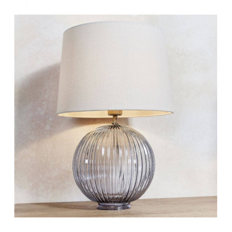 Lampe de table Jemma Acier Verre côtelé gris fumé 1 ampoule 34cm|Lampes à poser|Luminaire Center