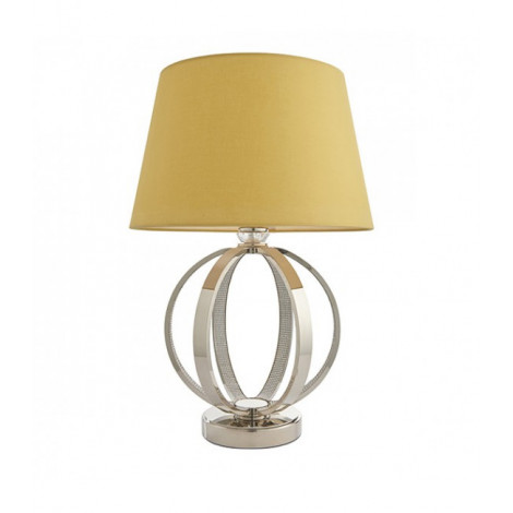 Lampe de table Evie Acier,tissu,acrylique nickel,coton jaune 1 ampoule 58,5cm|Lampes à poser|Luminaire Center
